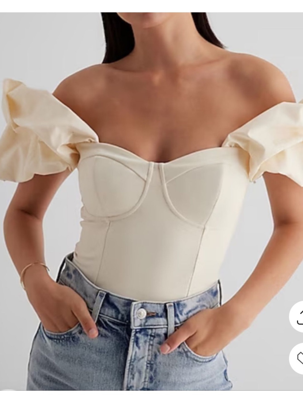 NWT Express Cream Ruffled-Sleeve One-Piece Bodysuit